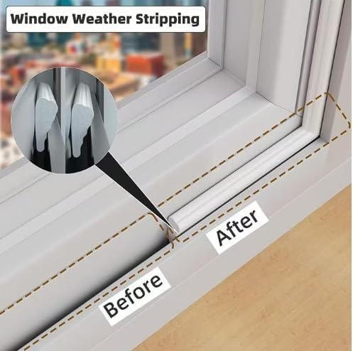 118" Soundproof Door Weather Stripping - Wedge Foam Seal Strip for Door/Window, Self-Adhesive Noise Blocker (White)