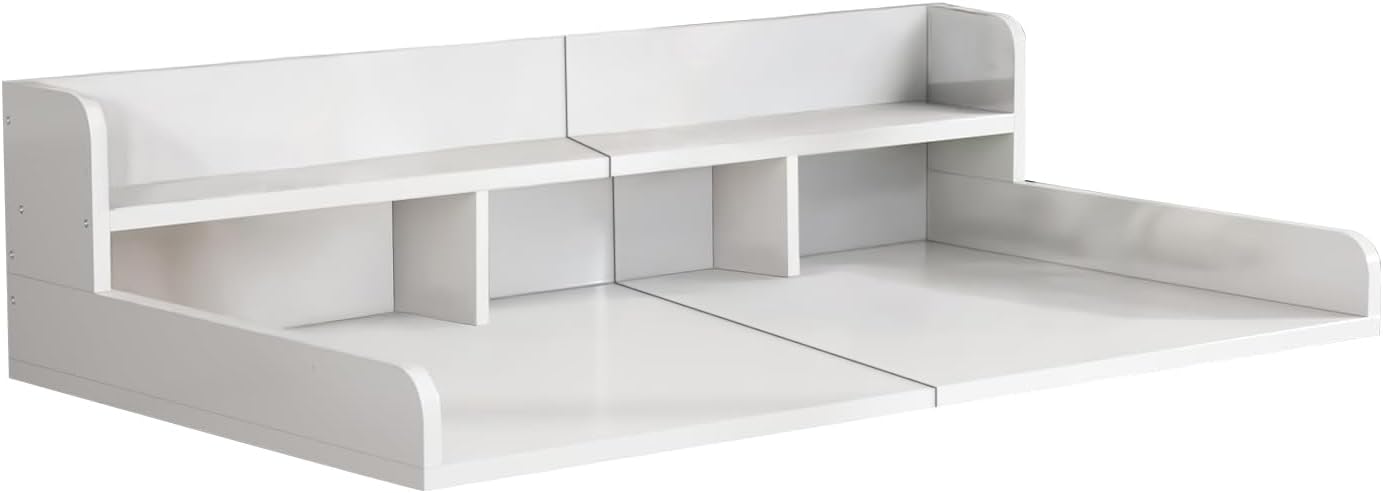 54" X 27.5" Washer and Dryer Countertop, Adjustable Laundry Countertop with Shelf, Extra Dividers, Folding Clothes Station, Over Machine Storage for Detergents & Essentials (Natural)
