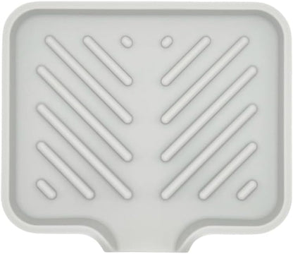 Silicone Soap Dish Tray and Sponge Holder with Drain Chute and Feet | 3-Way Sloped Design | Bathroom and Kitchen Sink Organizer Caddy (Black, 10"x4", 7.8 Ounces)