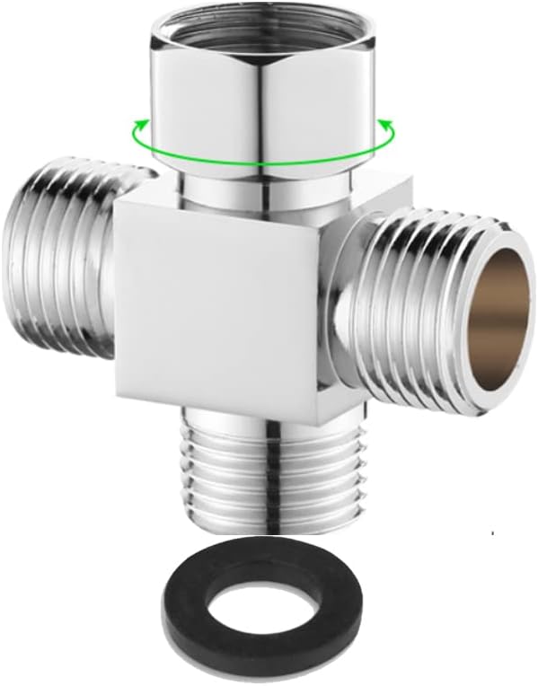Water Diverter Fitting Adapter, Add-A-Tee G1/2" Hose Connector Adapter for Angle Valve adapter, Shower arms, Toliet Bidet Sprayer, Hose Pipe Fittings (3 Way T2)