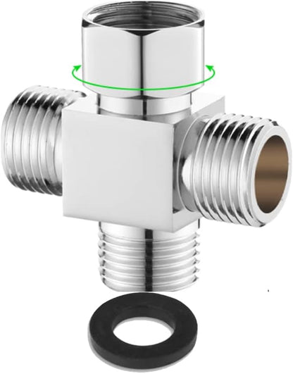 Water Diverter Fitting Adapter, Add-A-Tee G1/2" Hose Connector Adapter for Angle Valve adapter, Shower arms, Toliet Bidet Sprayer, Hose Pipe Fittings (3 Way T2)