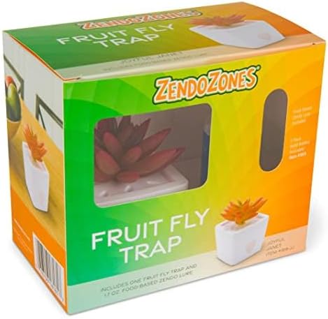 ZendoZones Succulent Fruit Fly Trap – Joyful Janet Design with White Base – Eco-Friendly Indoor Fruit Fly Control – Easy-to-Use Decorative Trap