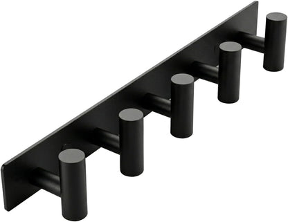 Matte Black Coat Rack Wall Mount - 6 Hooks, Heavy Duty Stainless Steel Wall Hooks for Towels, Coats, Robes, Bags, Hats, Keys, Wall Coat Hanger for Bathroom, Entryway, Kitchen, Hotel, Bedroom, Office