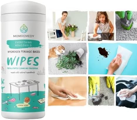 MOMREMEDY Hydrogen Peroxide Cleaning Wipes | All Purpose Cleaner and Stain Remover | Multipurpose for Home, Kitchen, Bathroom, All Surfaces | Non-Toxic