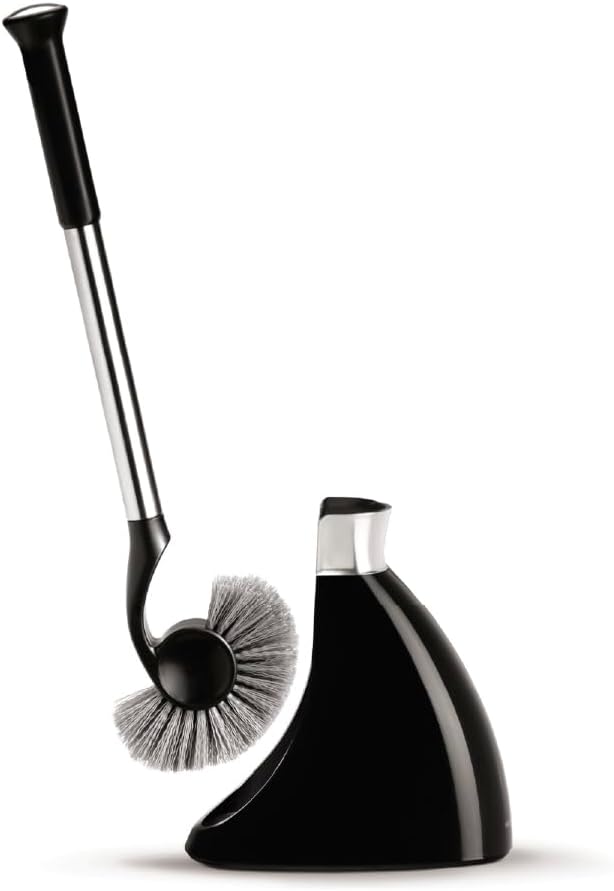 simplehuman Toilet Brush with Caddy, Stainless Steel, White