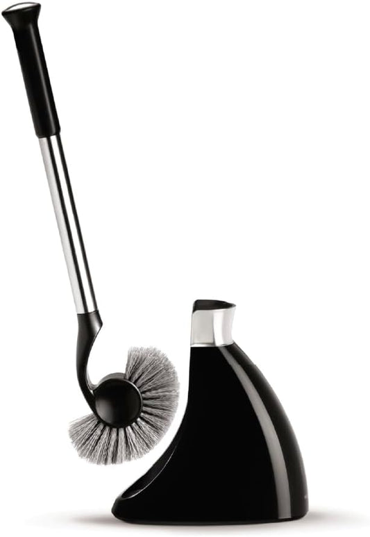simplehuman Toilet Brush with Caddy, Stainless Steel, White