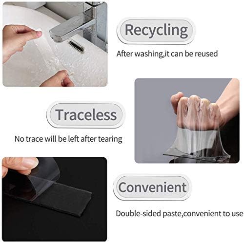 Double Sided Adhesive Nano Tape,Transparent Strong Washable Adhesive Traceless Gel Tape,Removable and Reusable Sticky Anti Slip Tape for Home,Wall,Room,Office Decor (9.84 FT)