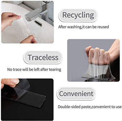 Double Sided Adhesive Nano Tape,Transparent Strong Washable Adhesive Traceless Gel Tape,Removable and Reusable Sticky Anti Slip Tape for Home,Wall,Room,Office Decor (9.84 FT)
