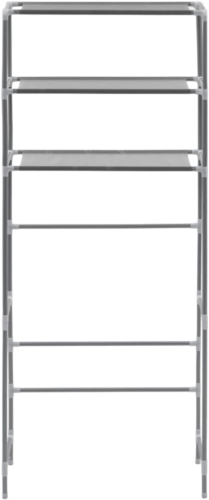 vidaXL Storage Shelf, 3-Tier Washing Machine Storage Rack, Above Washer Dryer Organizer Stand, Freestanding Bathroom Storage Rack, Silver