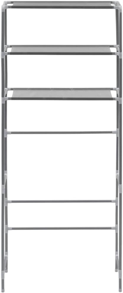 vidaXL Storage Shelf, 3-Tier Washing Machine Storage Rack, Above Washer Dryer Organizer Stand, Freestanding Bathroom Storage Rack, Silver