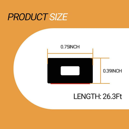 Rectangular Foam Rubber Seal Strip, Self-Adhesive Rubber Weather Stripping, Rubber Gasket for for Auto, Boat, Garage Door/Window, Machinery and More, W:0.75" x H:0.39", L:26Ft
