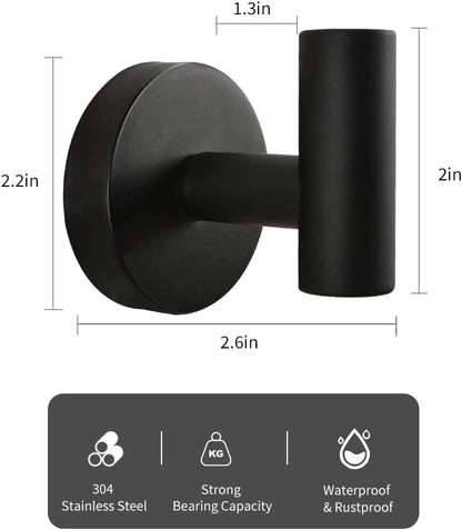 Vuzvuv Adhesive Hooks White SUS304 Stainless Steel - Self Adhesive Heavy Duty Waterproof Wall Hooks for Towel, Coat, Robe in Bathrooms Kitchen Hotel (2-Pack)
