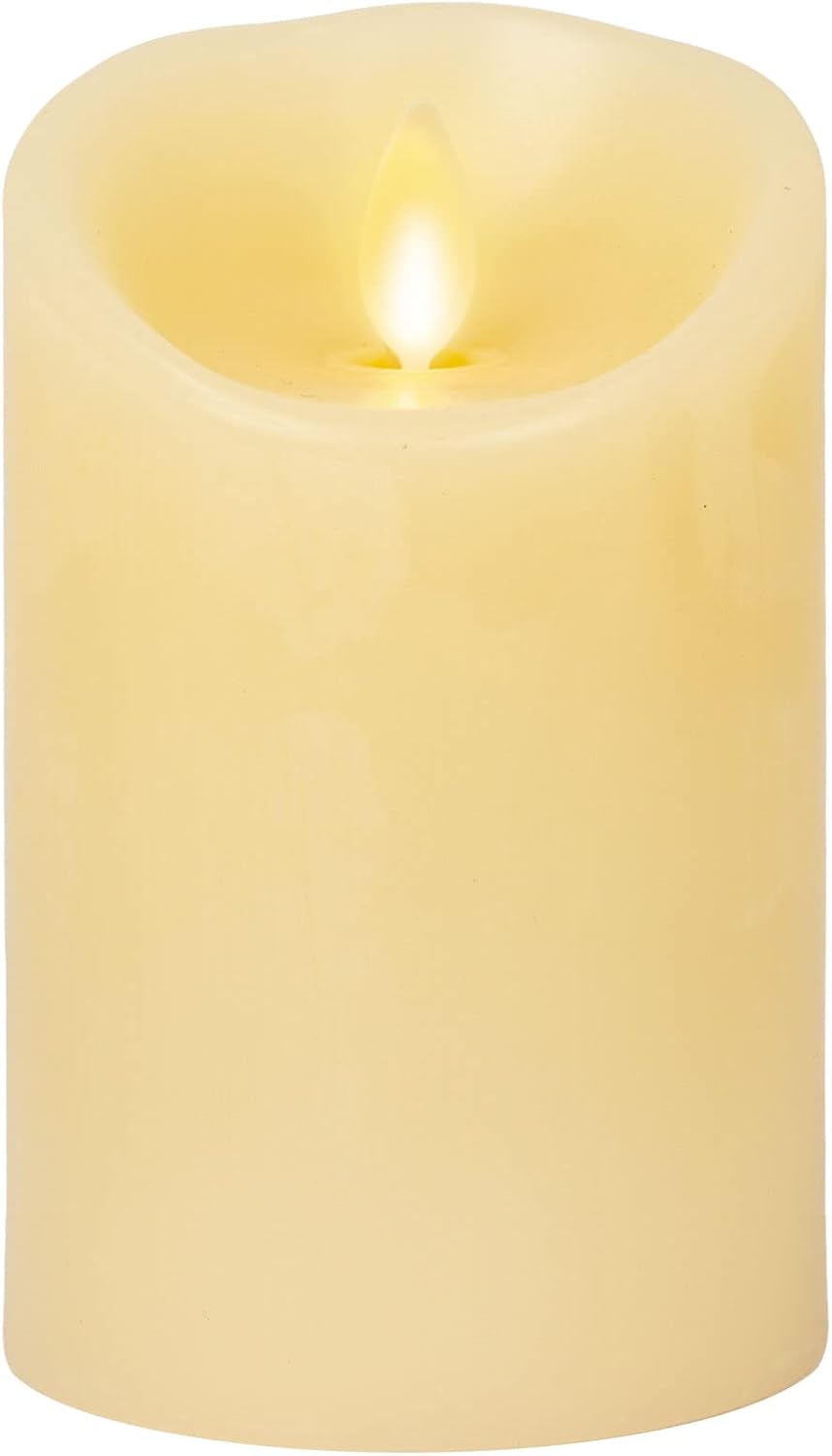 Luminara Flameless LED Battery Operated Ivory Pillar Candle, Flickering Realistic Moving Flame, 3" x 4.5" Luminous Real Wax Indoor Home Decor Pack of 1