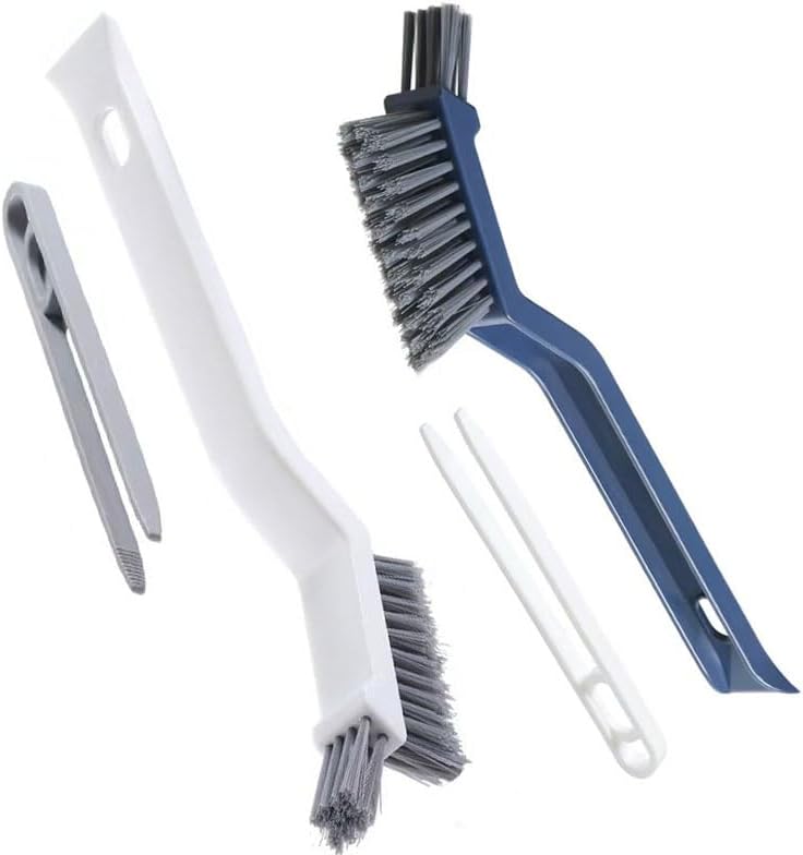 Stiff Bristle Brush, 2 Pack – Hard Bristle Crevice Cleaning Brush for Toilet Rim, Tile Grout, Groove, Corner, Gap, Home, Bathroom, Shower, Small Spaces