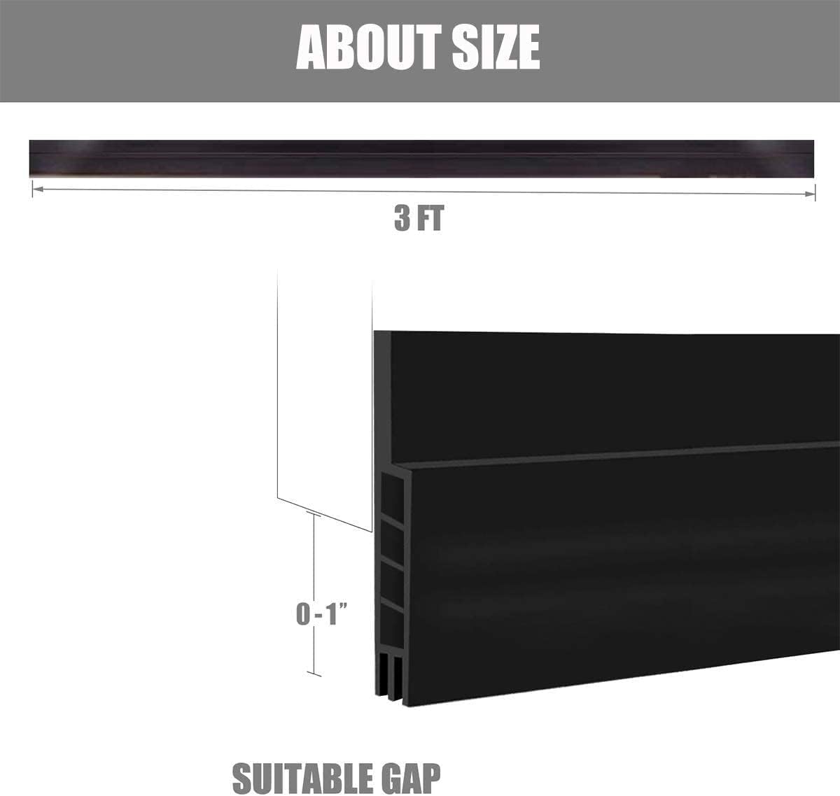 Suptikes 2 Pack Door Draft Stopper，Door Sweep for Exterior & Interior Doors,Door Bottom Seal Dust and Noise Insulation Weather Stripping Draft Guard Insulator, 2" W x 39" L, Black