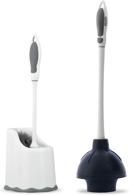 Superio Toilet Bowl Brush and Holder with Under Rim Cleaner for Bathroom, Toilet Brush and Caddy with Non Scratch Bristles and Under Rim Lip Brush