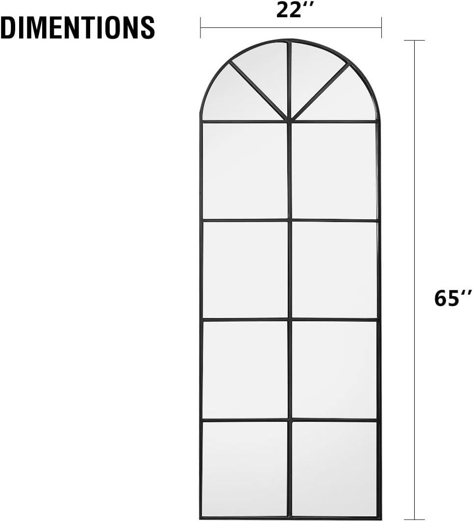 OGCAU Floor Full Length Mirror, 56"x20" Arched Full Body Mirror, Hanging or Leaning, Standing, Wall Mounted with Aluminum Frame for Bedroom Living Room, White