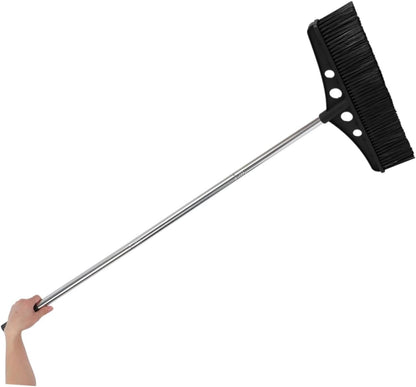 Wide Outdoor Broom Heavy Duty Stainless Steel Lawn Sweeper with Handle for Efficient Cleaning of Patios Decks Gardens and