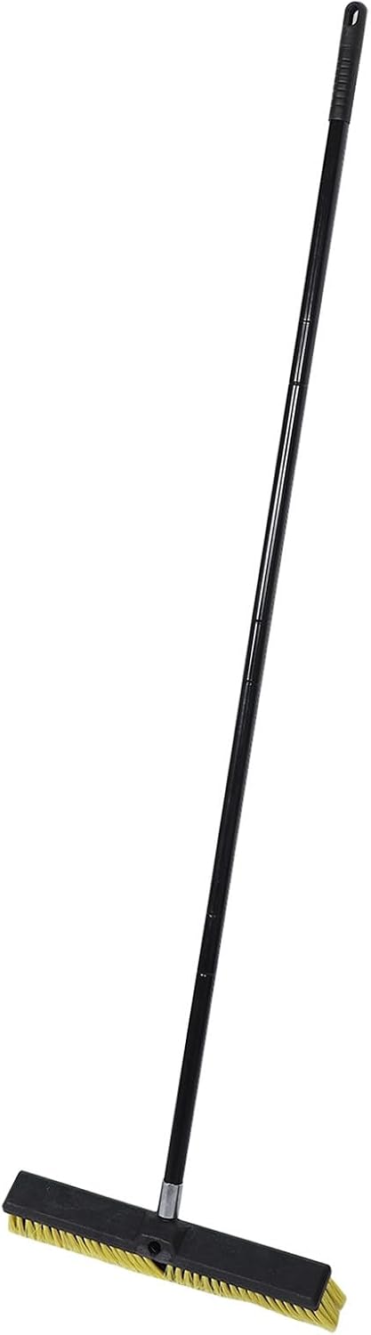 TIDTALEO Heavy Duty Push Broom with Long Handle for Outdoor Floor Cleaning, Lightweight Pp Deck Sweeper Broom for Patios and Concrete Driveways