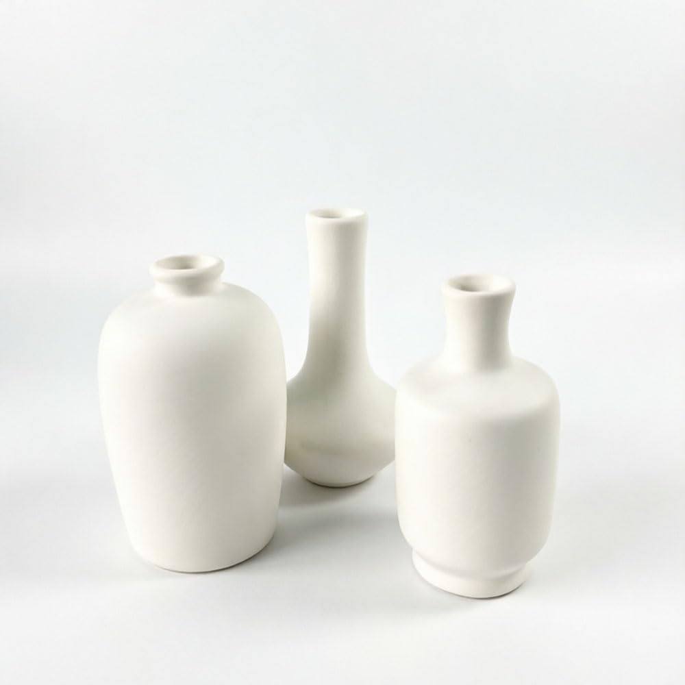 Daittin Small Ceramic Vase Set, Mini Flower Vases for Home Decor, Aesthetic Table Centerpieces for Living Room Bedroom Bathroom Shelf (Style-5)