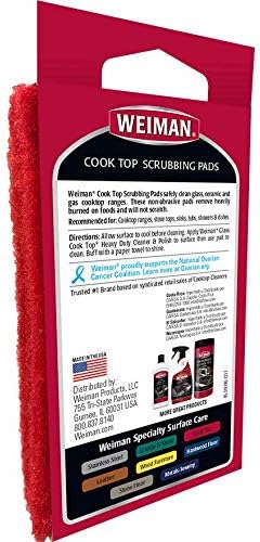 Weiman Cook Top Scrubbing Pads – Gently Clean and Remove Burned-on Food from All Smooth Top and Glass Cooktop Ranges, 3 reusable pads