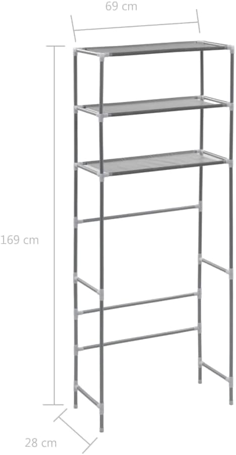 3-Tier Storage Rack Over Laundry Machine, Stainless Steel Over Washer Dryer Shelf, 27.2x11x66.5 Inches Black Organizer for Bathroom and Laundry Room