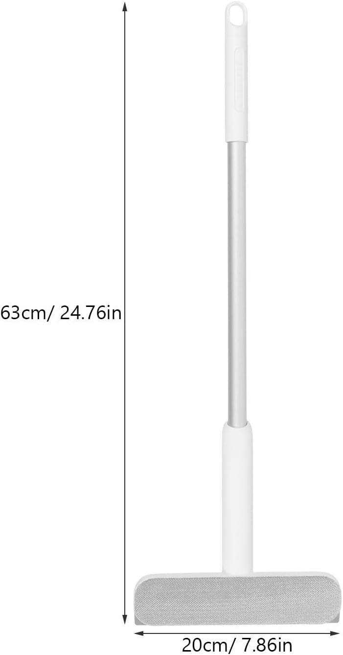 Multipurpose Window Squeegee with Double-Sided Glass and Screen Brush, Aluminum Alloy Frame, Small Home Glass Door and Shower Squeegee for Cleaning, White