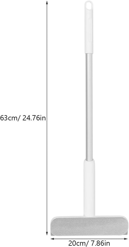 Multipurpose Window Squeegee with Double-Sided Glass and Screen Brush, Aluminum Alloy Frame, Small Home Glass Door and Shower Squeegee for Cleaning, White