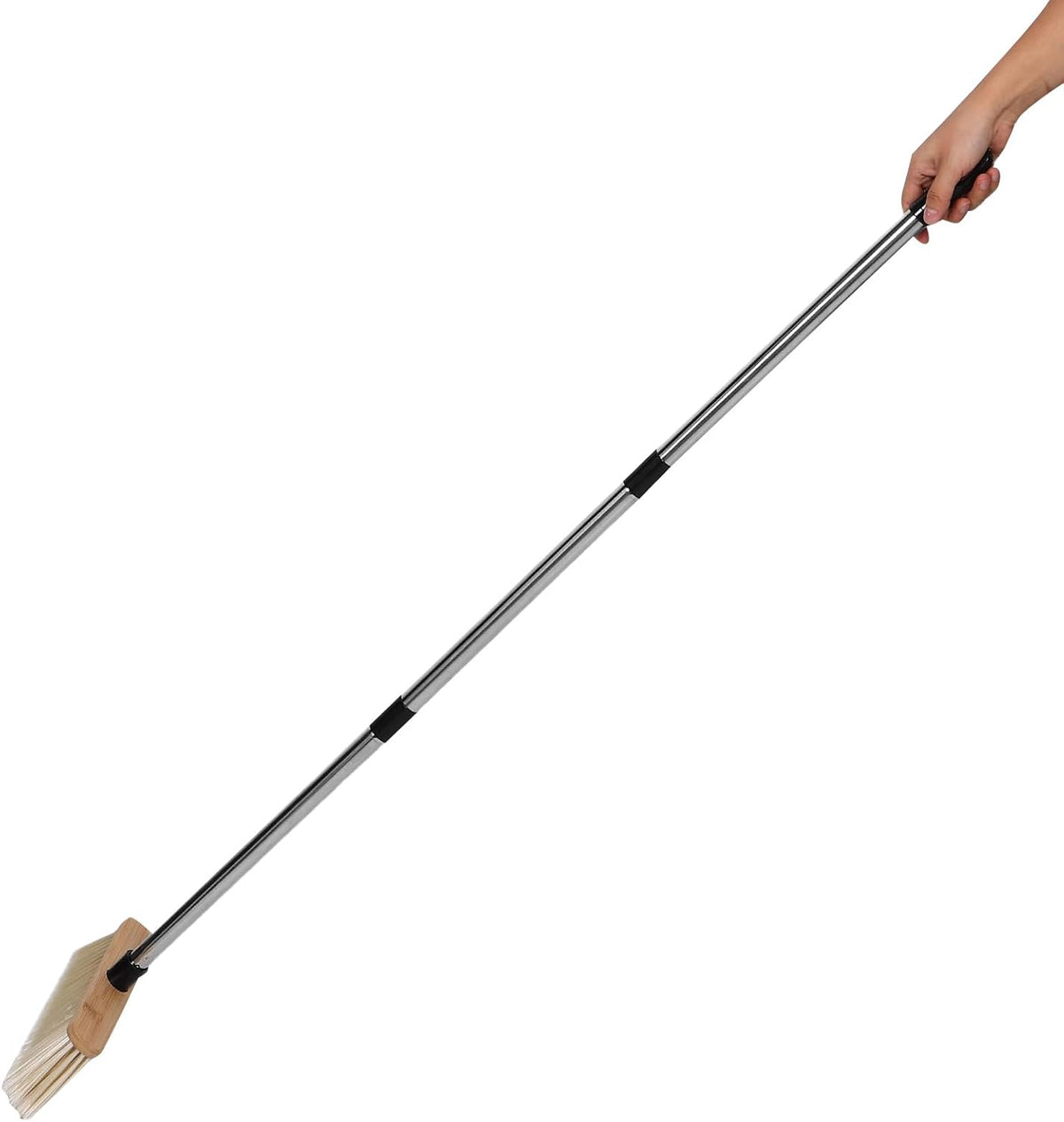 Didiseaon 1 Set Garden Broom: Heavy Duty Outdoor Bamboo Broom with Stainless Steel Handle - Hard Bristle Sweeping Brush for Garden Patio Garage Hardwood Floors Cleaning