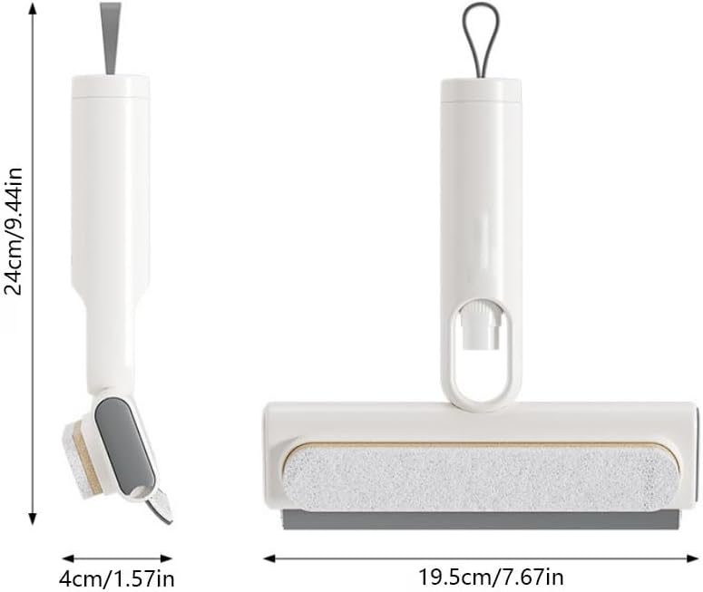 2026 Double-Sided Window Scraper Brush with Built-in Water Spray, 2 in 1 Multifunctional Squeegee for Car, Patio, Door & Porch Screen Cleaning White 1 Pc