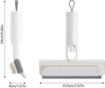 2026 Double-Sided Window Scraper Brush with Built-in Water Spray, 2 in 1 Multifunctional Squeegee for Car, Patio, Door & Porch Screen Cleaning White 1 Pc