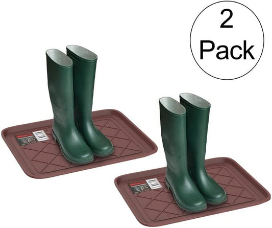 All Weather Boot Tray ? Water Resistant Plastic Utility Diamond Pattern Shoe Mat ? Indoor or Outdoor Doormats for All Season Use by Stalwart (Brown)