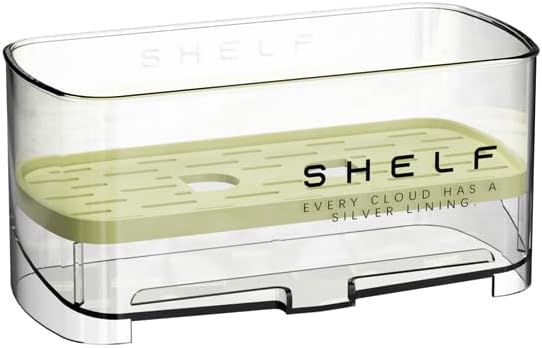 Sponge Holder for Kitchen Sink, Clear Acrylic Sink Organizer with Auto-Draining Tray, Countertop Sink Caddy for Sponges, Soap, Brush & Cleaning Tools