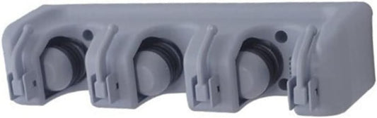 Garneck 5-slot 6-hook Wall Mount Broom Organizer Grey Abs Plastic Mop Holder Easy Install and Sturdy Friction Design