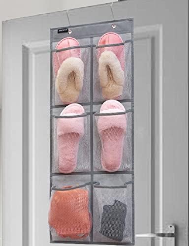 2 Packs Over The Door Hanging Closet Shoes Holder Organizer Shoe Storage Shoe Rack with 6 Pockets (Clear PVC Pockets)