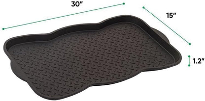 Superio Rubber Boot & Shoe Tray, 34 x 14 x 2 Rectangle, Heavy Duty, Protects Floors from Water and Dirt, Waterproof for All Weather Indoor Outdoor Use, Black (2)