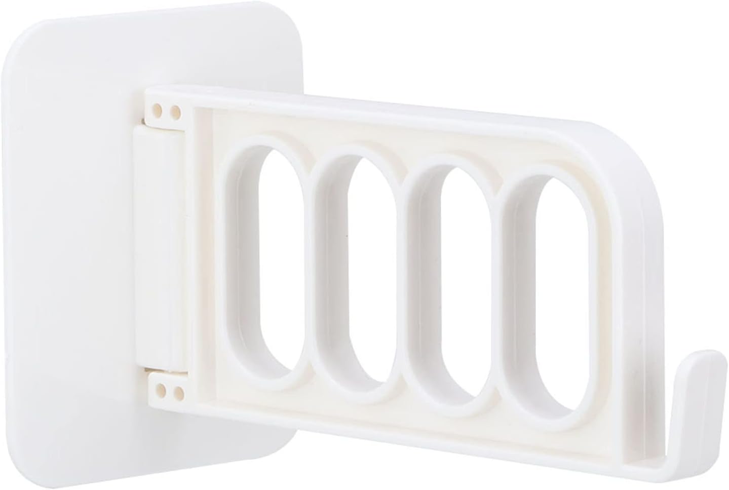 GOTOTOP Laundry Rack, PVC Wall Mounted Clothes Dryer Rack with Traceless Adhesive, 4 Hole Rotating Hanger, 5kg Load, Space Saving for Bathroom Closet Door Glass (Beige)