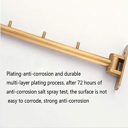 Laundry Rack, Wall Mounted Airer, Drying Racks Balcony Drying Racks Single Pole Bathroom Clothes Rail All Copper Material Punch Installation 30Cm