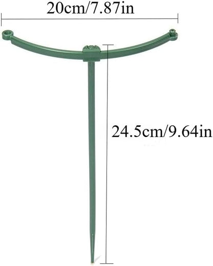 Plant Support Stakes Adjustable Plastic Ring 6 Cross Bars 2 Sets for Potted Plants Seedlings Indoor Outdoor Garden Support, 24.5*20