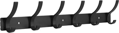 Optish Coat Rack Wall Mount, Wall Hooks for Hanging, Entry Coat Hooks Coat Hanger, Hat Rack Holder for Wall, Key Holder Purse Racks, Towel Rack for Bathrooms (2 Pack, Black)