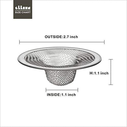 Sink Strainer 2Pcs Stainless Steel Metal Mesh Sink Drain Strainer Large Wide Brim 3.5" Diameter for Most Kitchen Sink Bathroom Bathtub Shower Room Balcony Drains