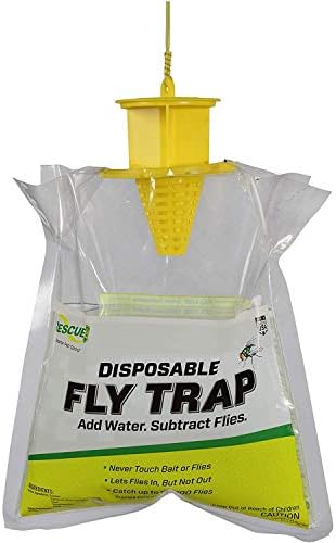 RESCUE! Outdoor Disposable Fly Trap – Hanging Fly Catcher with Attractant Bait, Fly Bag for Patio, Yard, Trash & Farm Areas – Easy-to-Use Outdoor Fly Control