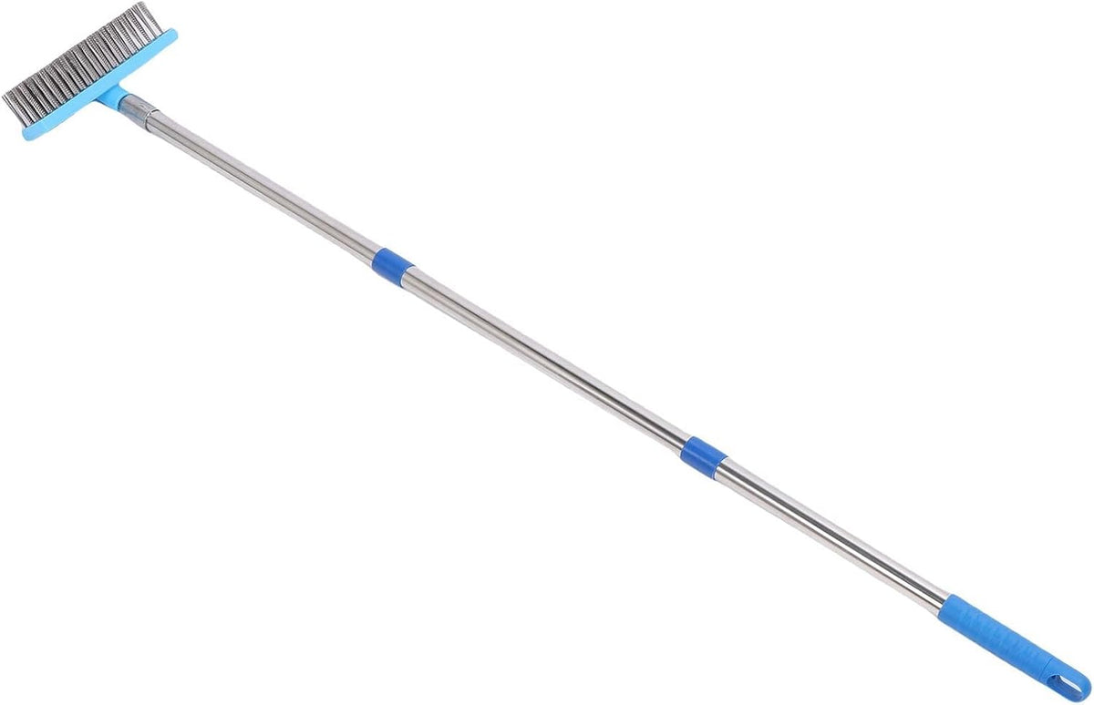 Heavy Duty Steel Wire Brush, Durable Floor Scrubber for Outdoor Cleaning, 30cm Telescopic Stainless Steel Handle, Suitable for Patios and Decks (120cm)