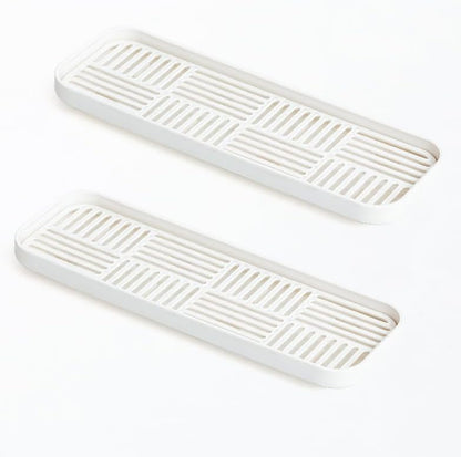 2-in-1 Kitchen Sink Caddy Organizer with Plastic Drain Grate, Double-Layer Drain Sponge Soap Holder & Food Fruit Vegetable Drain Tray for Sink Countertop Home Kitchen Restaurant Hotel, Grey (1 Pack)