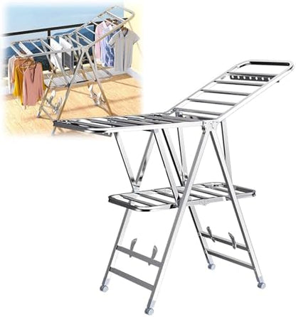 Foldable Portable Space Saving Clothes Drying Rack, Wall Mounted Clothes Rack, Clothes Drying Racks Outdoor,for Drying Cap, Face Mask, Socks, Towels, Underwear, Diapers