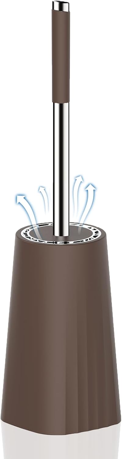 SetSail Toilet Brush, Compact Size Toilet Bowl Brush and Holder Toilet Brushes for Bathroom with Stainless Steel Handle Toilet Cleaner Brush with Durable Scrubbing Bristles, Splash-Proof