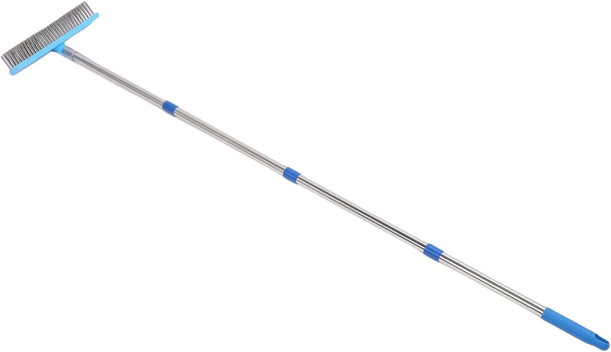 Heavy Duty Wire Brush, Heavy Duty Stainless Steel Metal Broom for Outdoor Floor Cleaning, Long Telescopic Handle for Patios and Decks (63 in)