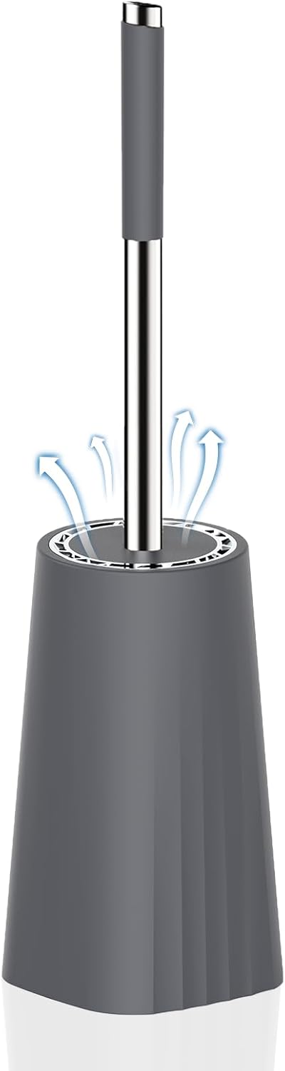 SetSail Toilet Brush, Compact Size Toilet Bowl Brush and Holder Toilet Brushes for Bathroom with Stainless Steel Handle Toilet Cleaner Brush with Durable Scrubbing Bristles, Splash-Proof