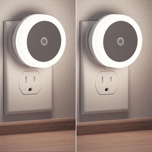 Briignite Motion Sensor Night Light, [2 Pack] Night Lights Plug into Wall, Auto On/Off Motion Activation Nightlight, Energy-Saving 0.6W LED, Daylight White, Ideal for Kids, Bedroom, Bathroom