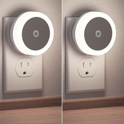 Briignite Motion Sensor Night Light, [2 Pack] Night Lights Plug into Wall, Auto On/Off Motion Activation Nightlight, Energy-Saving 0.6W LED, Daylight White, Ideal for Kids, Bedroom, Bathroom
